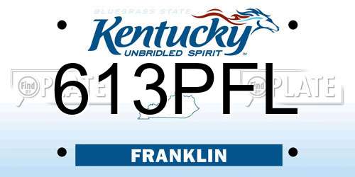 613PFL Kentucky License Plate