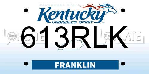 613RLK Kentucky License Plate