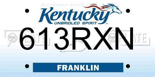 613RXN Kentucky License Plate