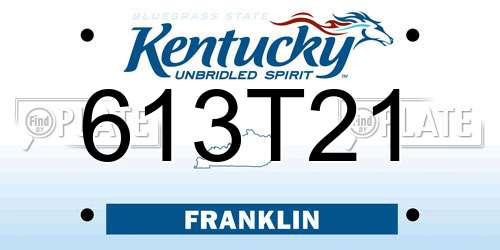 613T21 Kentucky License Plate