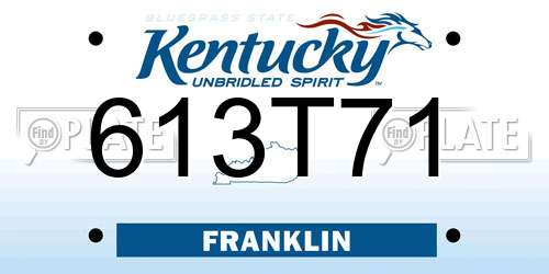 613T71 Kentucky License Plate