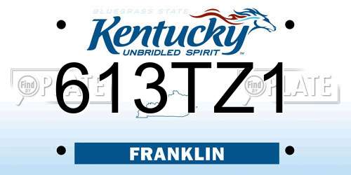 613TZ1 Kentucky License Plate