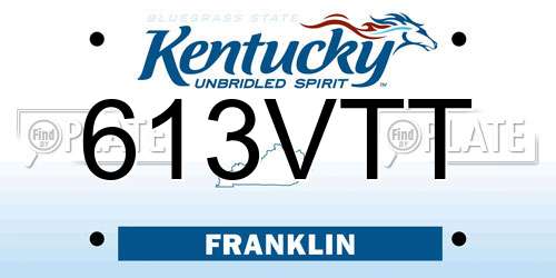 613VTT Kentucky License Plate