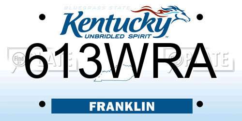 613WRA Kentucky License Plate