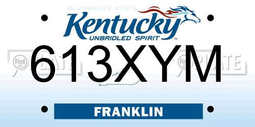 613XYM Kentucky License Plate