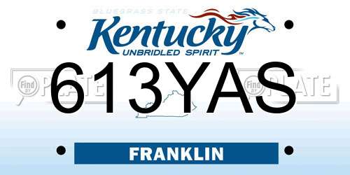 613YAS Kentucky License Plate