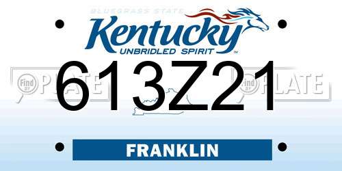 613Z21 Kentucky License Plate