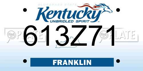 613Z71 Kentucky License Plate