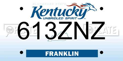 613ZNZ Kentucky License Plate
