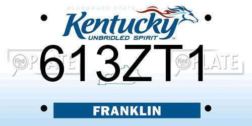 613ZT1 Kentucky License Plate