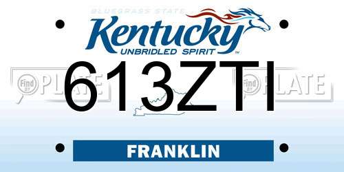 613ZTI Kentucky License Plate