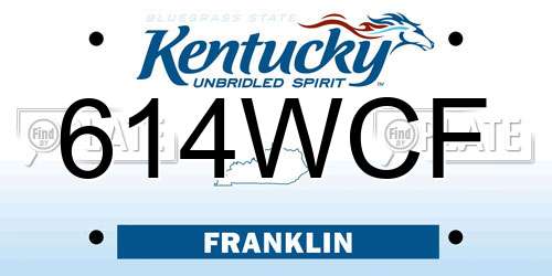 614WCF Kentucky License Plate