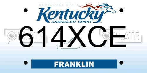 614XCE Kentucky License Plate