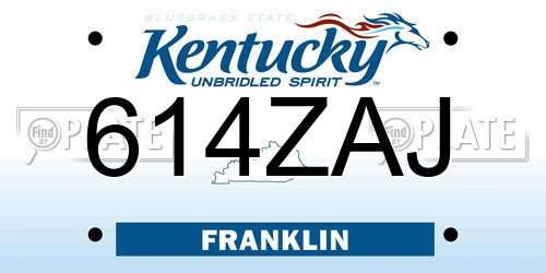 614ZAJ Kentucky License Plate