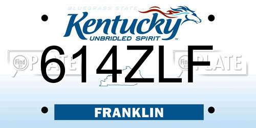 614ZLF Kentucky License Plate
