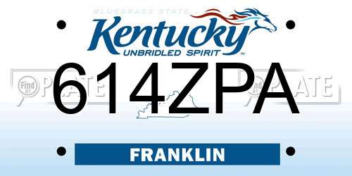 614ZPA Kentucky License Plate