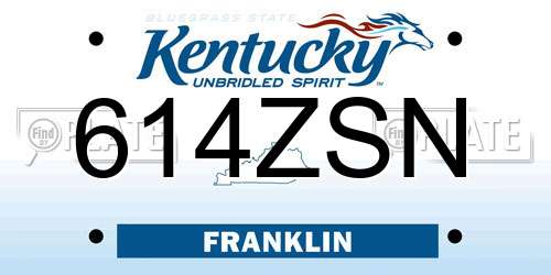 614ZSN Kentucky License Plate