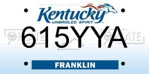 615YYA Kentucky License Plate