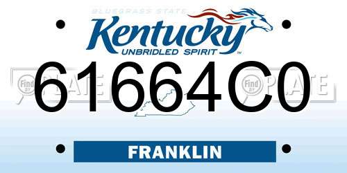 61664C0 Kentucky License Plate