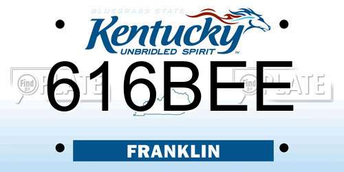 616BEE Kentucky License Plate