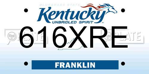 616XRE Kentucky License Plate