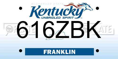 616ZBK Kentucky License Plate