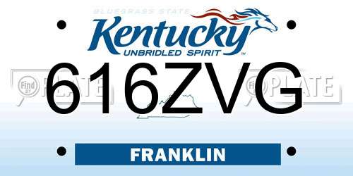 616ZVG Kentucky License Plate