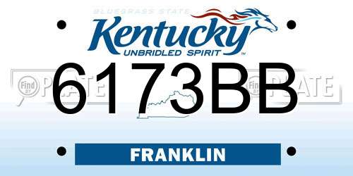 6173BB Kentucky License Plate