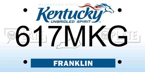 617MKG Kentucky License Plate