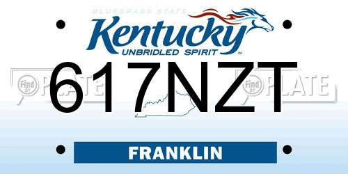 617NZT Kentucky License Plate