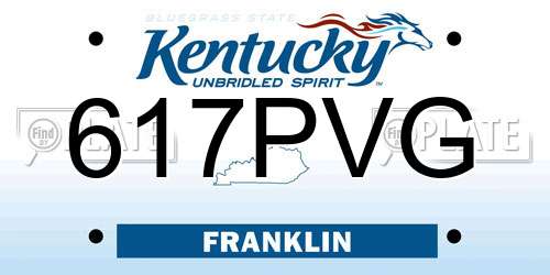 617PVG Kentucky License Plate