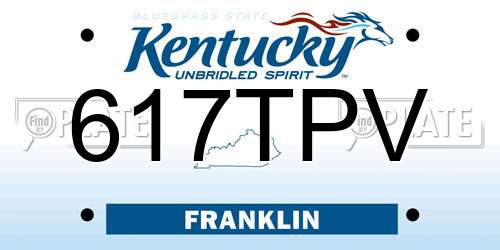617TPV Kentucky License Plate