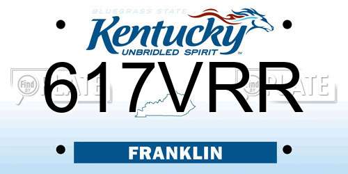617VRR Kentucky License Plate