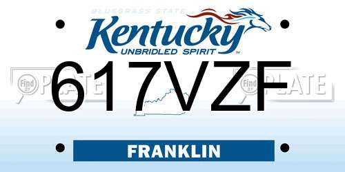 617VZF Kentucky License Plate