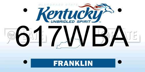 617WBA Kentucky License Plate