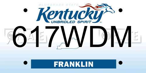 617WDM Kentucky License Plate