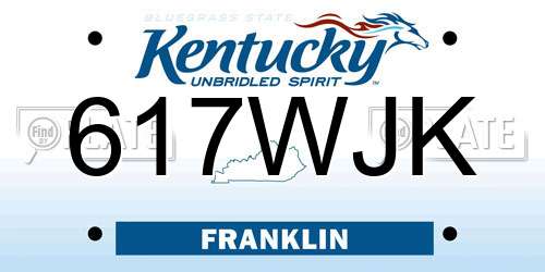 617WJK Kentucky License Plate