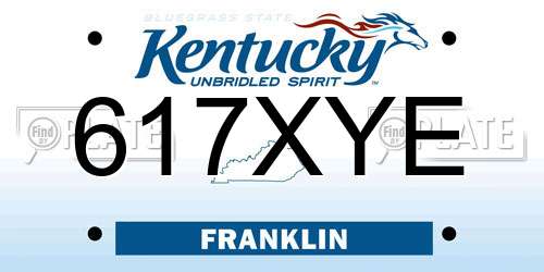 617XYE Kentucky License Plate
