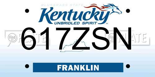 617ZSN Kentucky License Plate