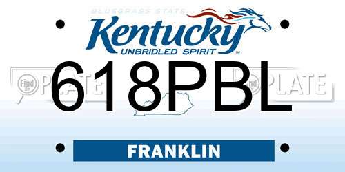 618PBL Kentucky License Plate