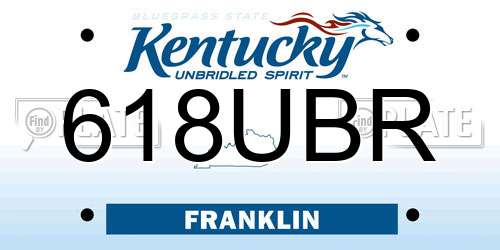 618UBR Kentucky License Plate