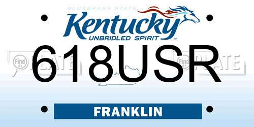 618USR Kentucky License Plate
