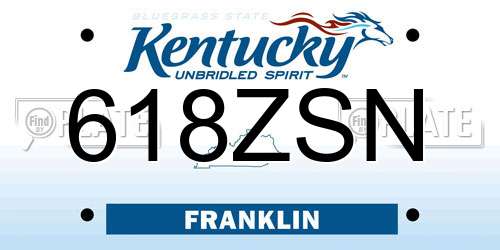 618ZSN Kentucky License Plate