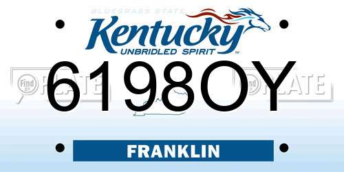 6198OY Kentucky License Plate