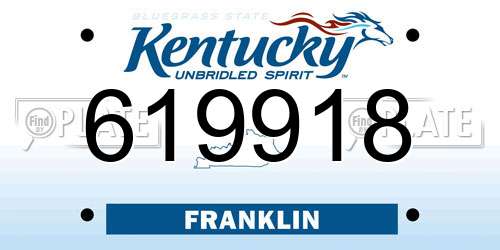 619918 Kentucky License Plate