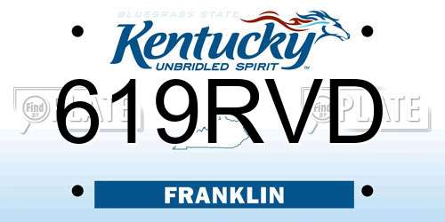 619RVD Kentucky License Plate