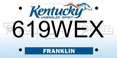619WEX Kentucky License Plate