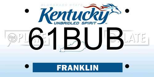 61BUB Kentucky License Plate