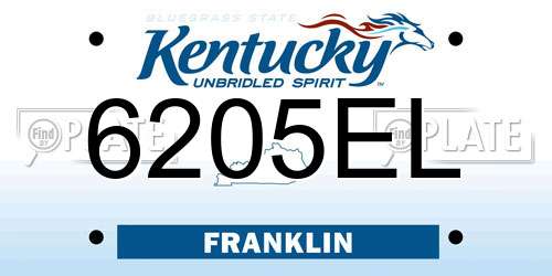 6205EL Kentucky License Plate