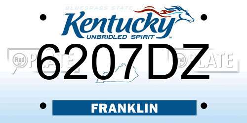 6207DZ Kentucky License Plate